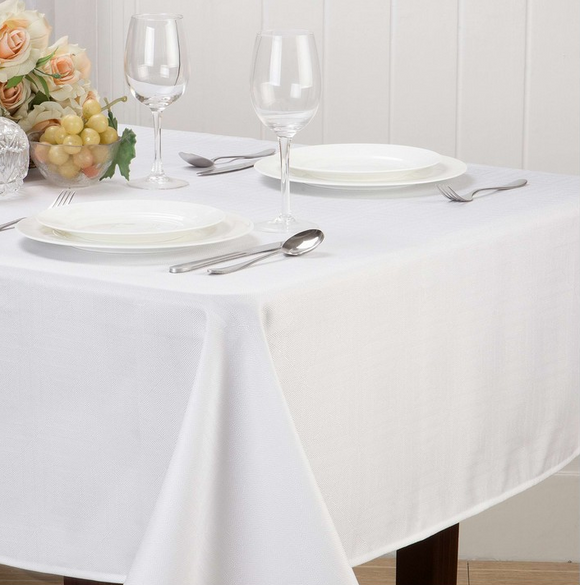 Mantel y cubre mantel satén liso Blanco